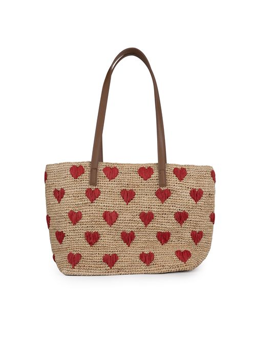 Borsa Raffia City Mid Hearts Mc2 Saint Barth | RAFFIA CITY MID01327H 1141 HEARTS EMB